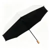 Hengdun simple solid color solid wood handle umbrella black rubber sun protection and UV protection sunshade umbrella 8-bone reinforced manual three-fold umbrella Morandi color commuting portable umbrella for both weather and rain, women support custom LOGO details Picture